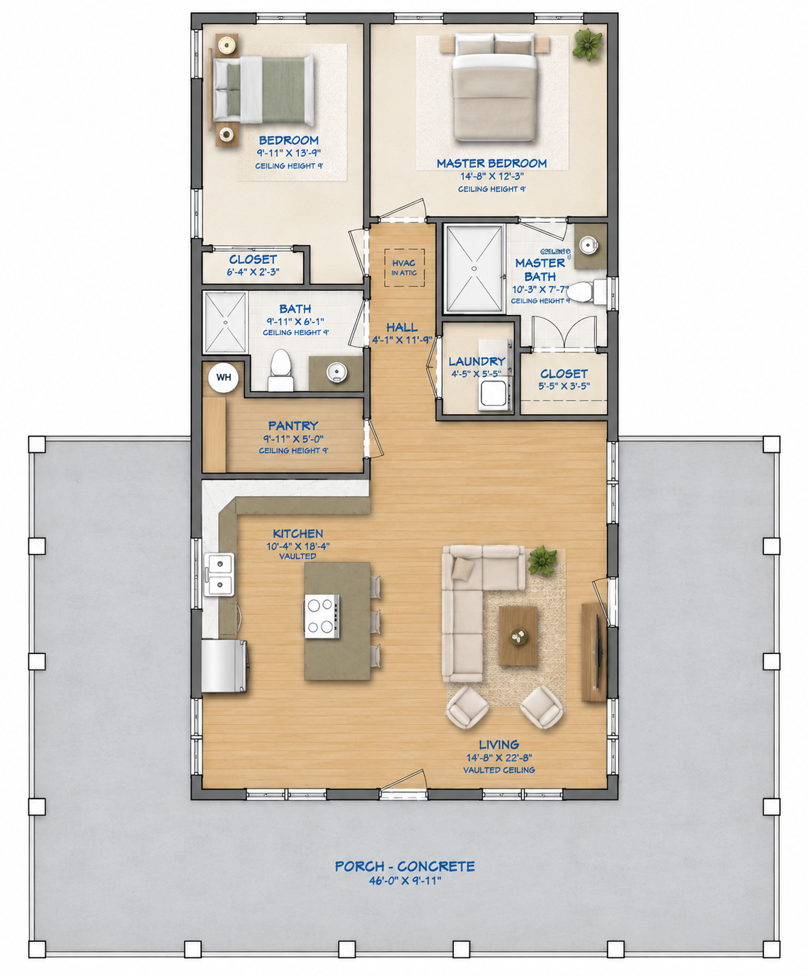 Barndominium Plan B1248 barndominium house plan – 1248 sq ft, 2 bed, 2.0 bath
