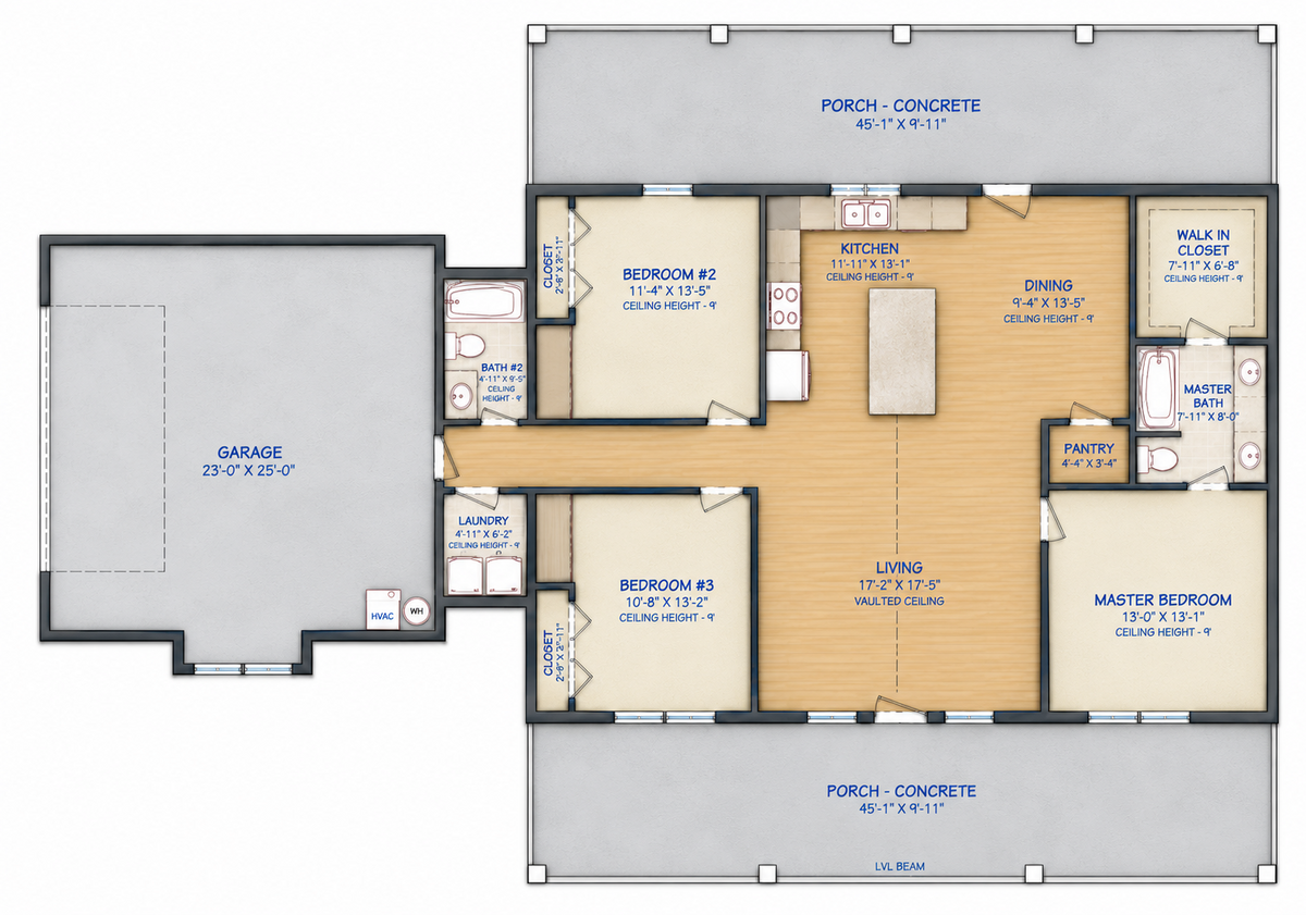 Barndominium B1440-G-B barndominium house plan – 1549 sq ft, 3 bed, 2.0 bath