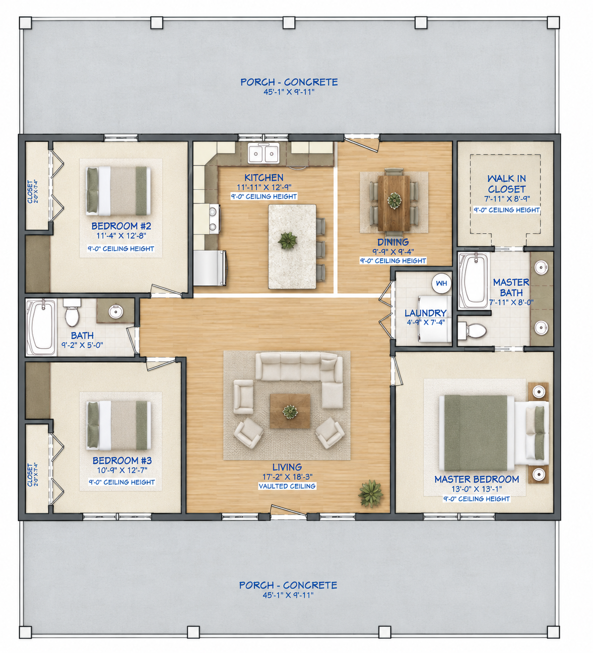 Barndominium Plan B1440 barndominium house plan – 1440 sq ft, 3 bed, 2.0 bath