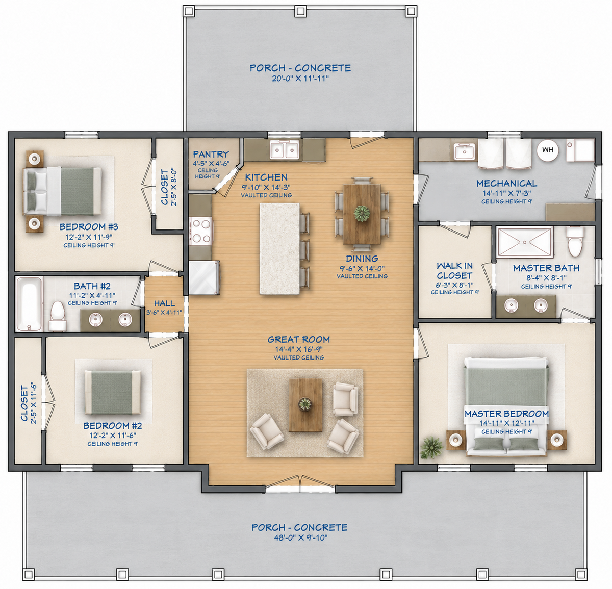 Modern Farmhouse BF1565 barndominium house plan – 1565 sq ft, 3 bed, 2.0 bath