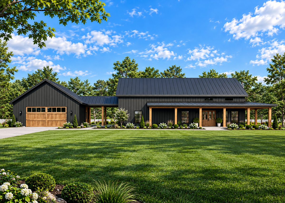 Barndominium Plan B1600-G barndominium house plan – 1600 sq ft, 3 bed, 2.0 bath