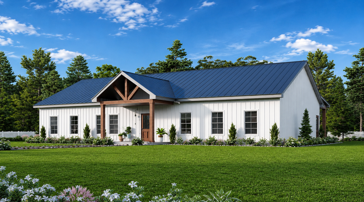 Barndominium Plan B1855 barndominium house plan – 1855 sq ft, 3 bed, 2.0 bath