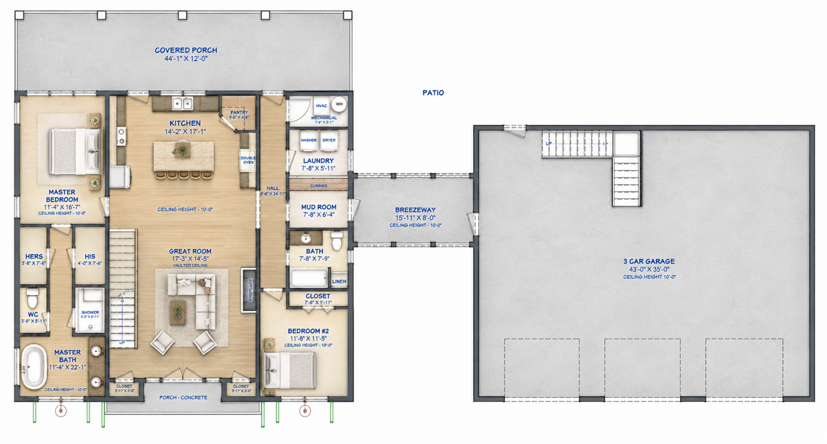 Barndominium Plan B2085 barndominium house plan – 2085 sq ft, 3 bed, 3.0 bath