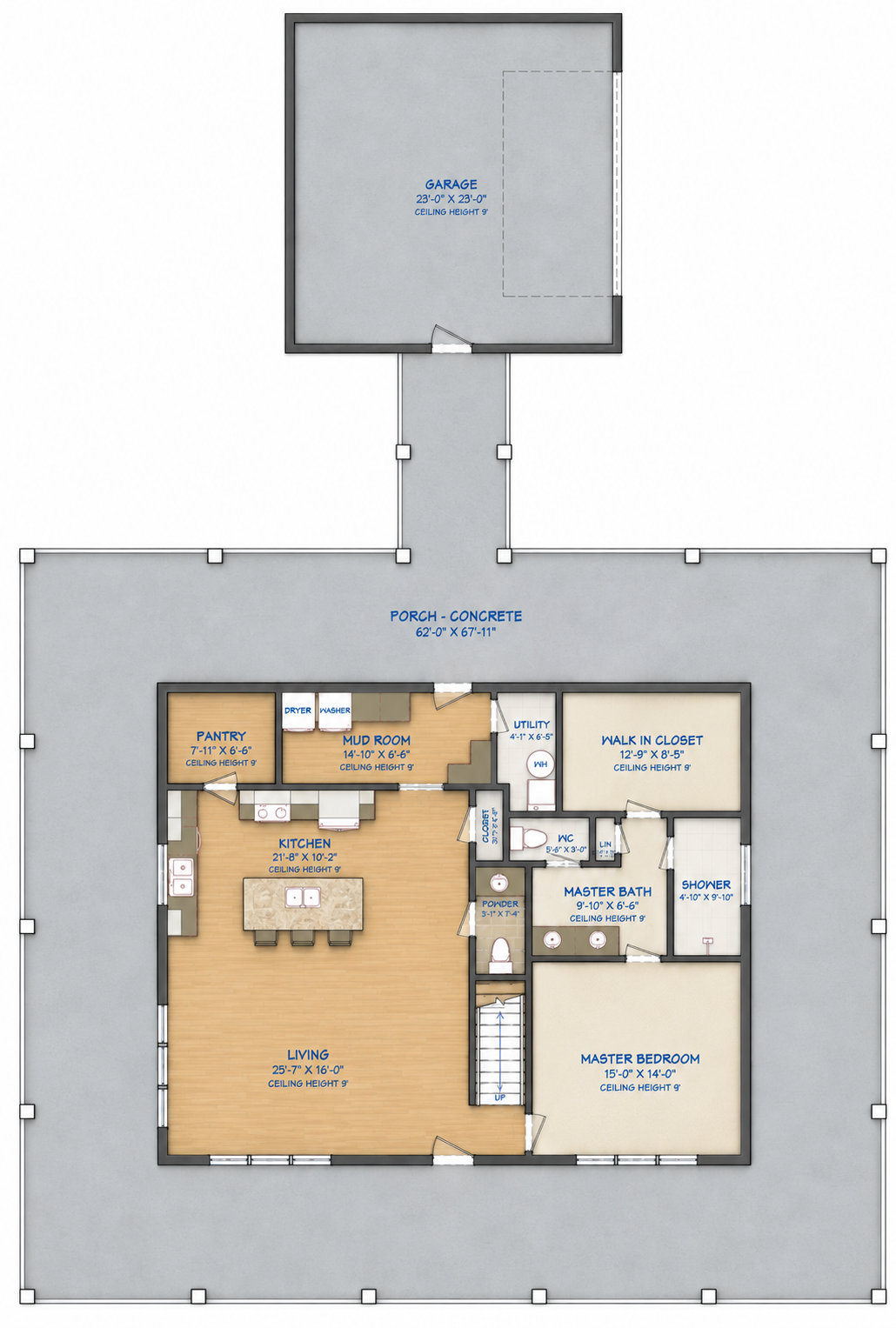 Modern Farmhouse BF2192-gb barndominium house plan – 2192 sq ft, 3 bed, 2.5 bath