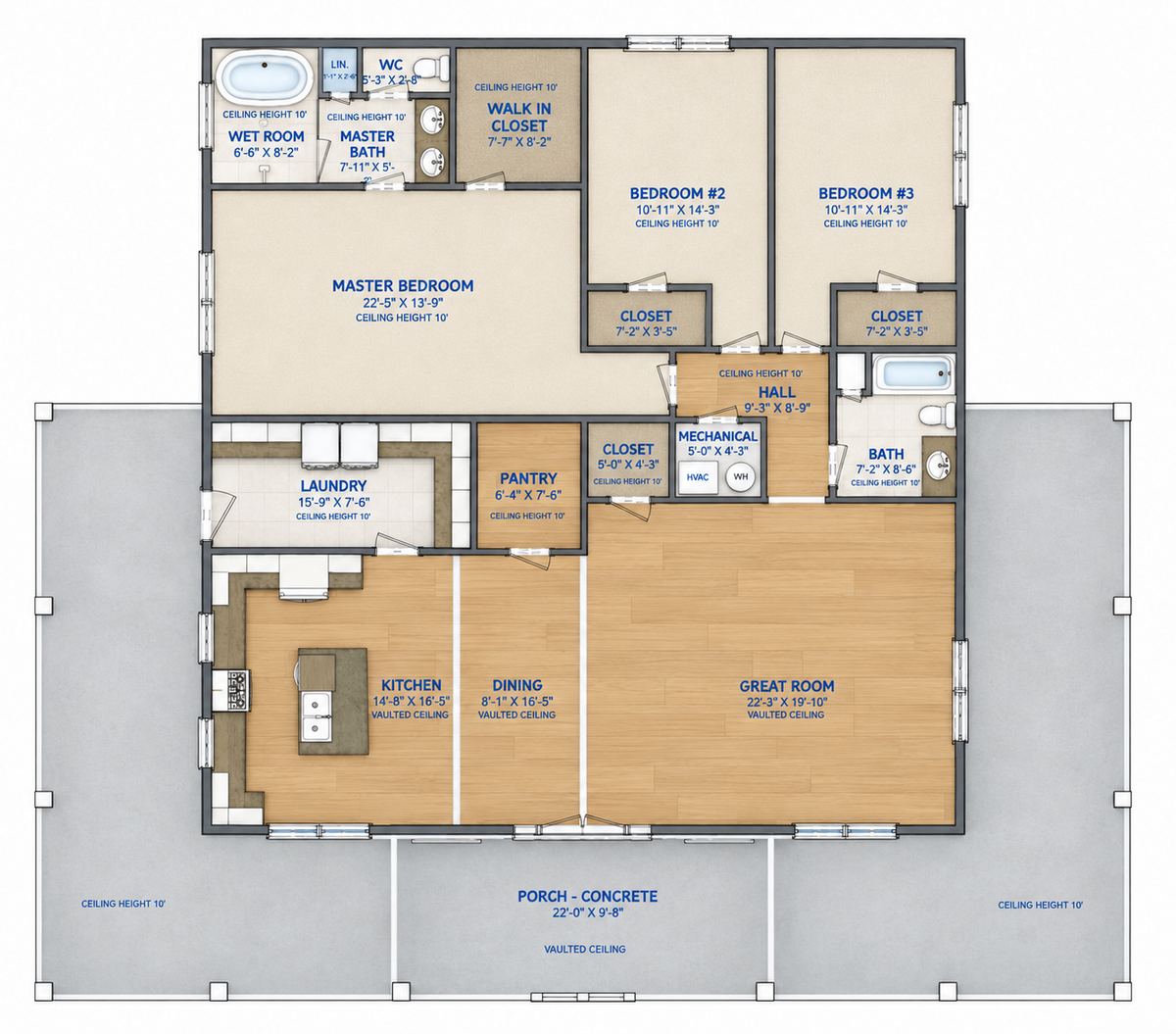 Barndominium Plan B2208 barndominium house plan – 2208 sq ft, 3 bed, 2.0 bath
