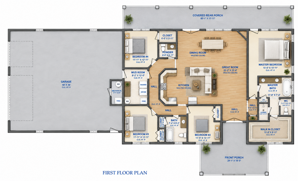 Barndominium Plan B2334-G barndominium house plan – 2374 sq ft, 4 bed, 2.5 bath