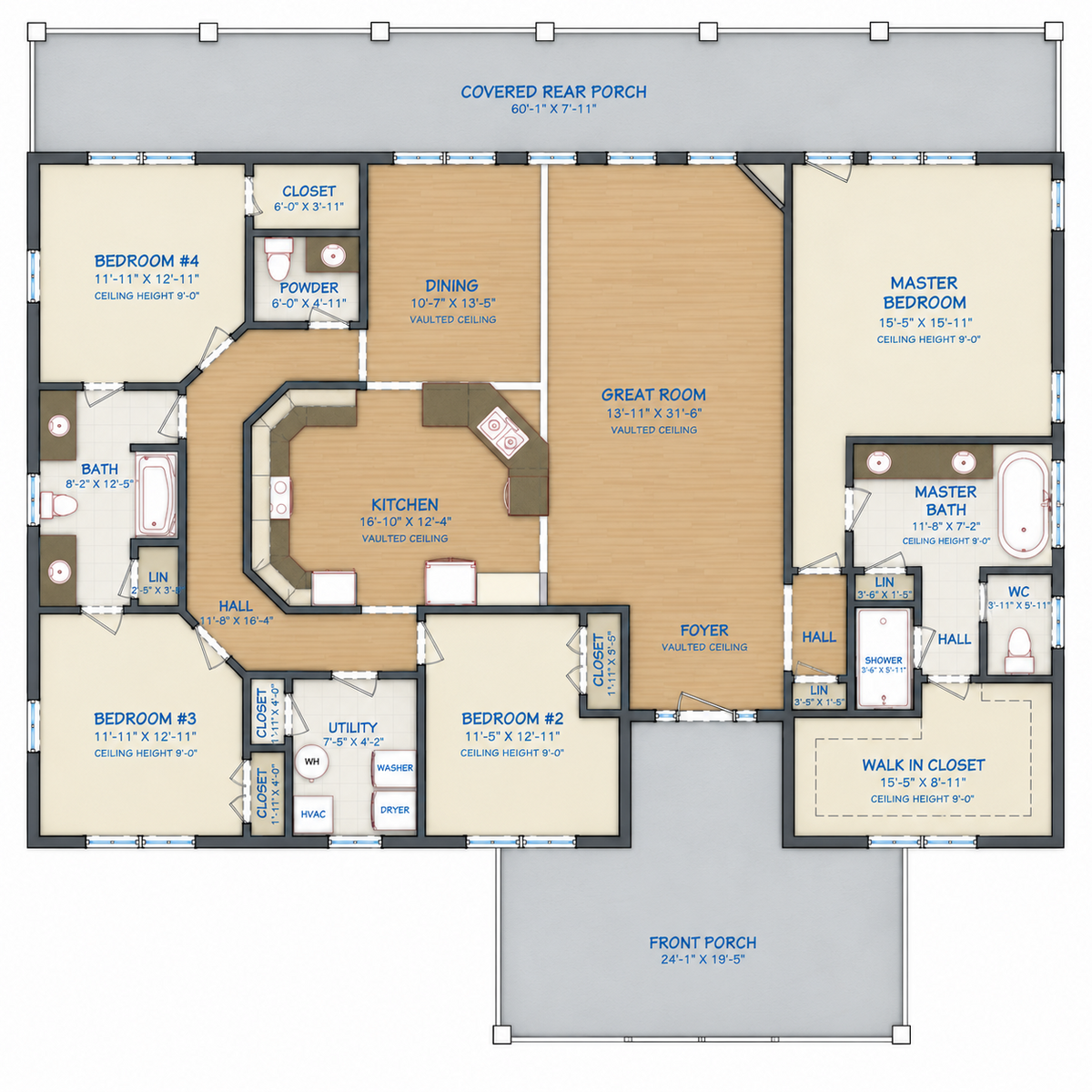 Barndominium Plan B2334 barndominium house plan – 2334 sq ft, 4 bed, 2.5 bath