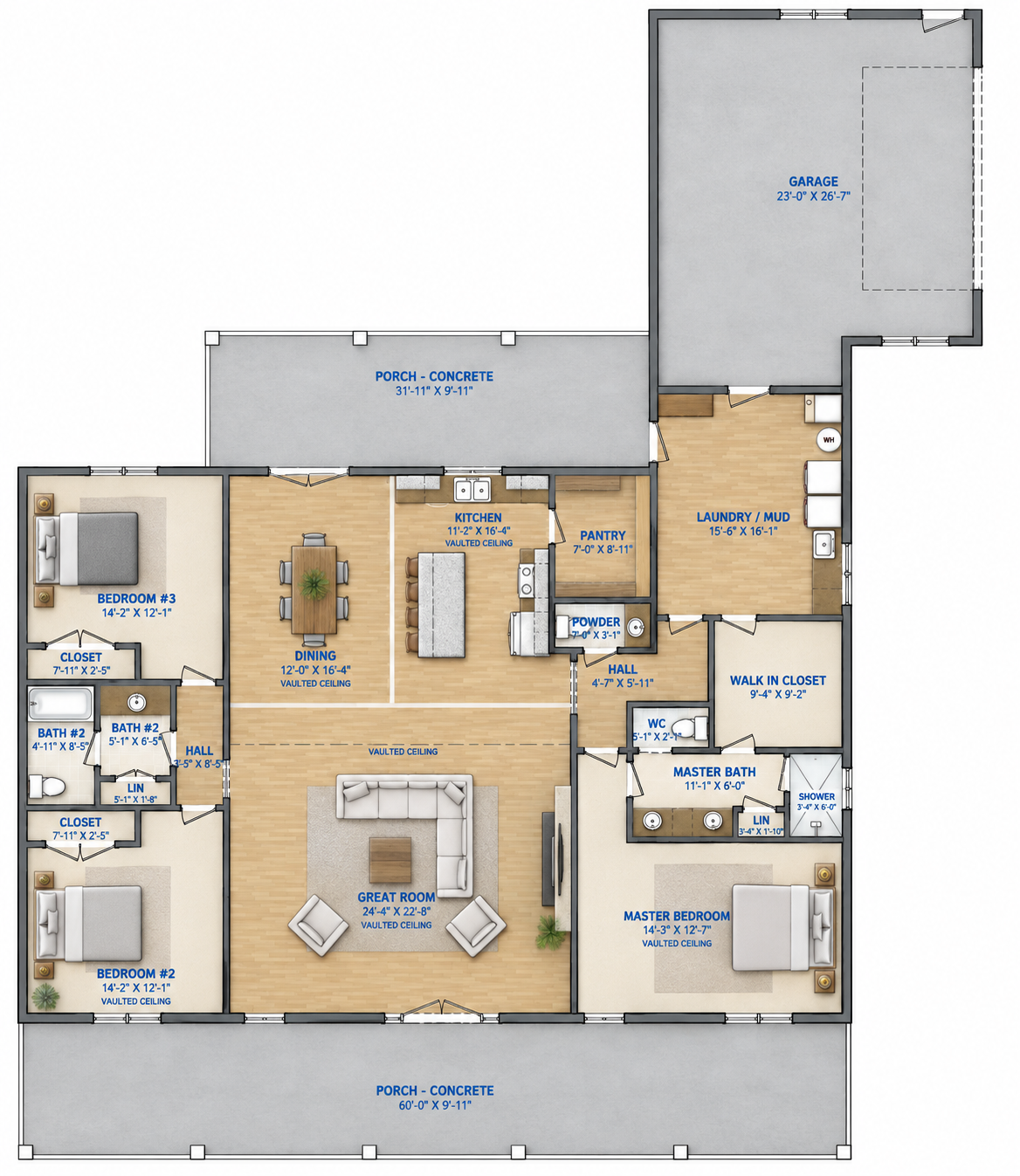 Modern Farmhouse BF2485-G barndominium house plan – 2485 sq ft, 3 bed, 2.5 bath
