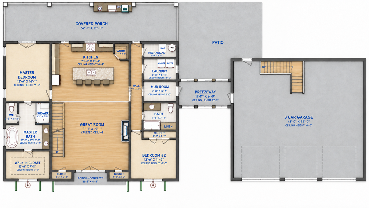 Barndominium Plan B2500 barndominium house plan – 2484 sq ft, 3 bed, 3.0 bath