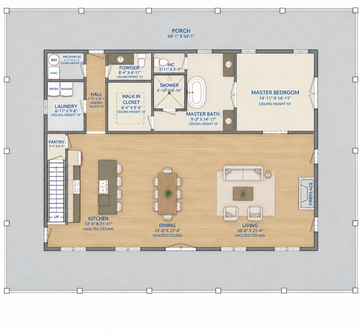 Barndominium Plan B2613 barndominium house plan – 2556 sq ft, 4 bed, 2.5 bath