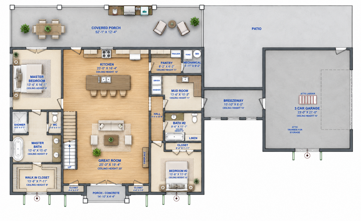 Barndominium Plan B2625 barndominium house plan – 2625 sq ft, 4 bed, 3.0 bath