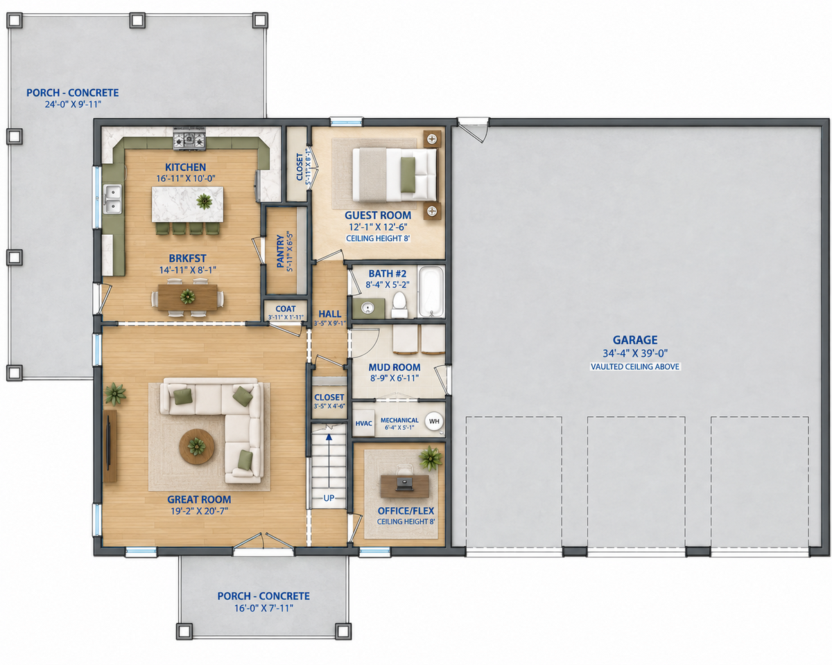 Barndominium Plan B2635 barndominium house plan – 2556 sq ft, 3 bed, 3.0 bath