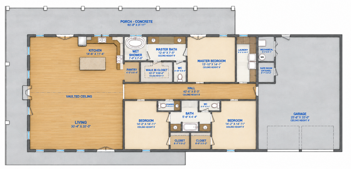 Barndominium Plan B2664 barndominium house plan – 2745 sq ft, 3 bed, 2.5 bath