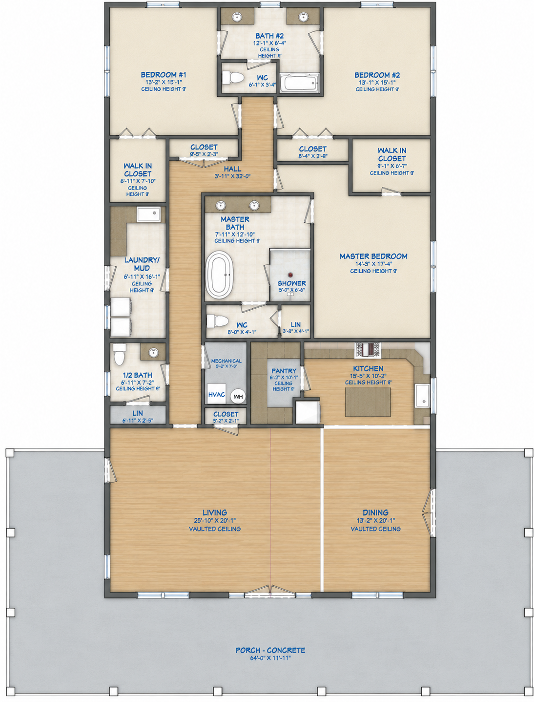 Barndominium Plan B2880 barndominium house plan – 2880 sq ft, 3 bed, 2.5 bath