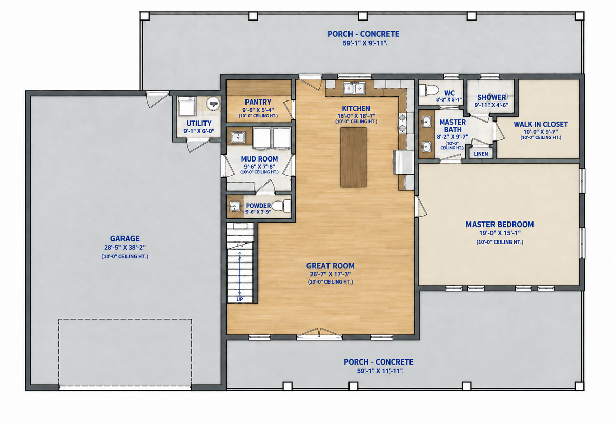 Modern Farmhouse BF2909-G barndominium house plan – 2789 sq ft, 3 bed, 2.5 bath
