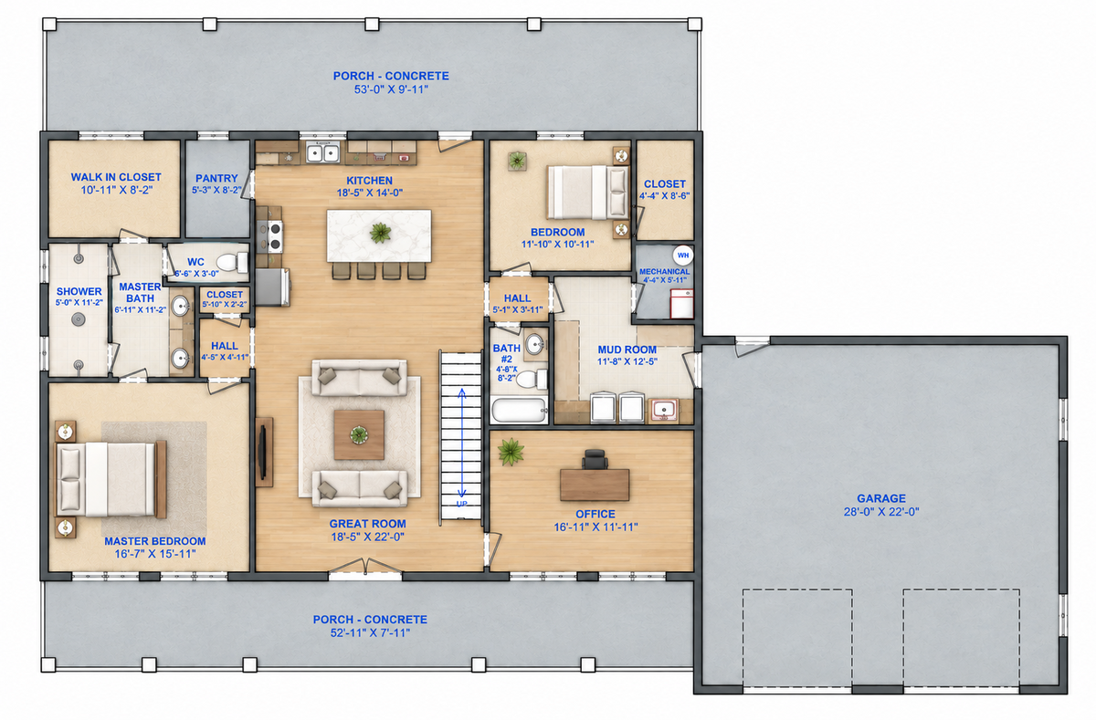 Barndominium Plan B3357 barndominium house plan – 3357 sq ft, 6 bed, 4.0 bath