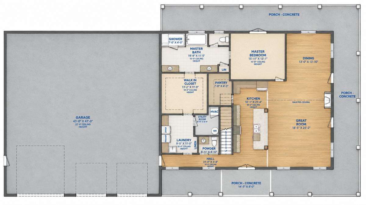 Barndominium B5550-P barndominium house plan – 6749 sq ft, 4 bed, 3.5 bath