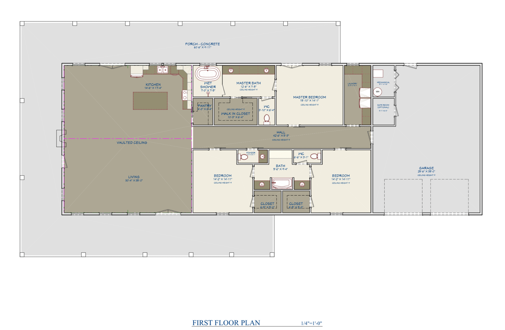 barndominium floor plan with shop and garage space