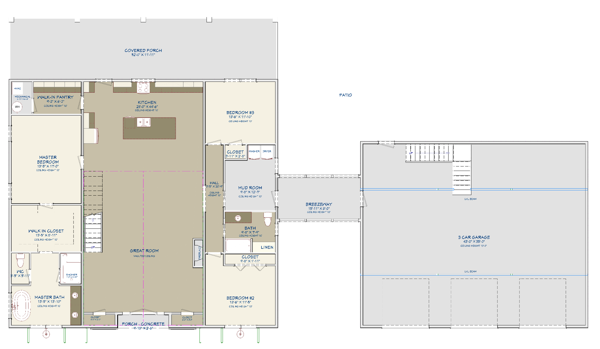 Barndominium Plan B2900 barndominium house plan – 3680 sq ft, 4 bed, 3.0 bath