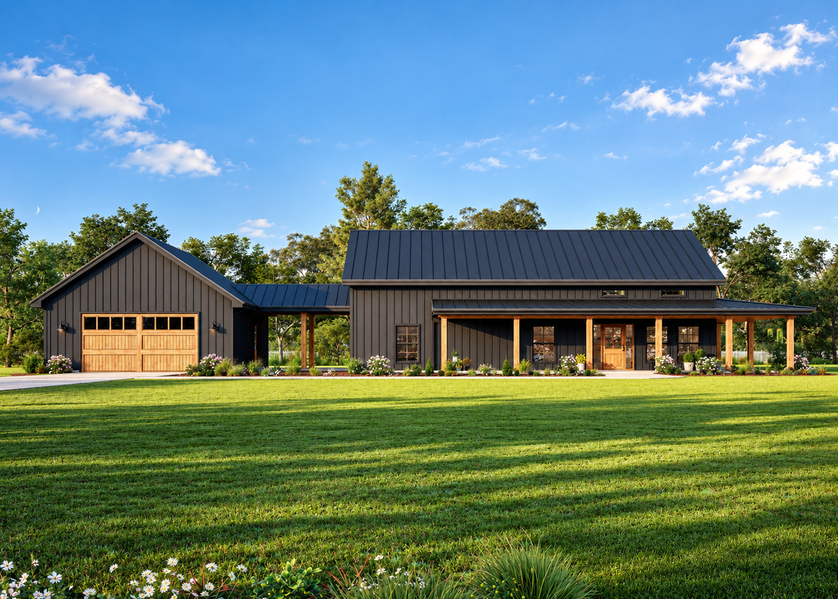 Barndominium Plan B1600-G barndominium house plan – 1600 sq ft, 3 bed, 2.0 bath